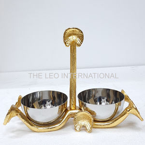 Aluminum Metal <b>Blue</b> Finished Round Shape Nut Serving <b>Bowl</b> Antler Look Fancy Style Luxury Home Decorative <b>Bowl</b> - Product Image 4