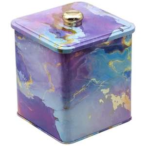 1.8L Poignée Bouton Rose et Or Texture Marbre 120x120x137mm Boîte de Rangement Décorative Carrée en Métal - Product Image 1