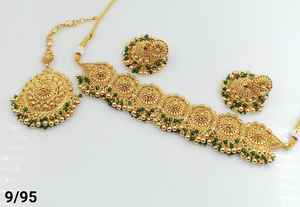 JOYERÍA DE COBRE TRADICIONAL Y DE MODA INDIA CONJUNTO DE JOYERÍA DE BODA NOVIA PARA MUJER CONJUNTO DE PENDIENTES Y COLLAR - Product Image 3