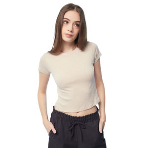 เสื้อครอปท็อปผู้หญิงคุณภาพสูงรักษ์โลกสำหรับฤดูร้อน สไตล์ลำลองแนวสตรีท ผลิตจากใยไผ่ แห้งเร็ว ระบายอากาศได้ดี สินค้ามาใหม่ - Product Image 1