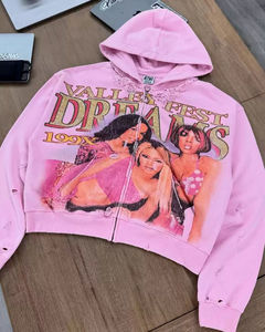 Otoño Streetwear Sudadera con capucha 100% algodón Sudadera con cremallera con patrón de logotipo personalizado Impresión digital Diseño personalizado Sudadera con capucha - Product Image 5