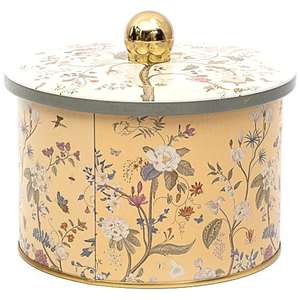 ชุดกล่องดีบุกโลหะทรงกลมขนาดเส้นผ่าศูนย์กลาง175x155-DIA 140x ที่จับ125 (ชุด2ชิ้น) ดีไซน์ลายดอกไม้สีพาสเทลสีฟ้าสไตล์โบทานิกา - Product Image 3