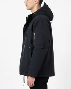 Veste matelassée pour homme à capuche, fermeture éclair personnalisée, style streetwear, tissage frontal, hiver - Product Image 2