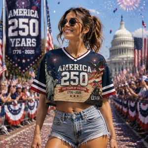 Camiseta Deportiva Corta Personalizada con Estampado del 250 Aniversario de Estados Unidos, Estilo Boxy para Hombre - Product Image 1