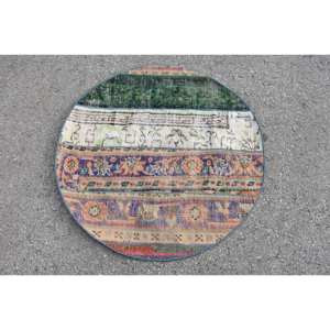 Alfombra clásica hecha a mano de lana verde Beige, diseño de retazos rectangulares de 3,2x3,2 pies para adolescentes, alfombras de látex para dormitorio y pasillo - Product Image 1