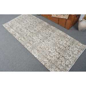 พรมตุรกีลายตารางสีขาวน้ำตาล ขนาด 3x6.6 ฟุต สไตล์วินเทจ - Product Image 3