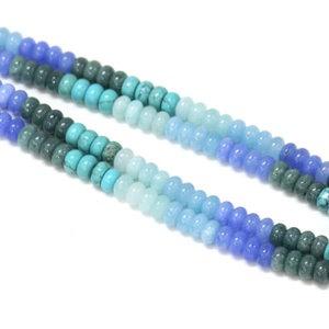 Perles rondes en quartz bleu multi-tons : Bijoux artisanaux en pierres précieuses AAA (7-8 mm) - Product Image 4