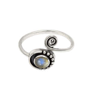 Anillo Abierto de Diseño Adorable con Piedra Preciosa de Labradorita Natural, Elaborado en Plata de Ley 925, Estilo Bohemio, Anillo Hecho a Mano de Moda - Product Image 1