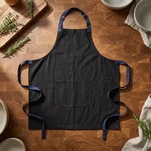 Delantal Clásico de Lona Tejida Negra, Resistente, Ecológico, Resistente al Agua, con 1 Bolsillo, Lavable a Máquina, para Artículos de Limpieza - Product Image 1
