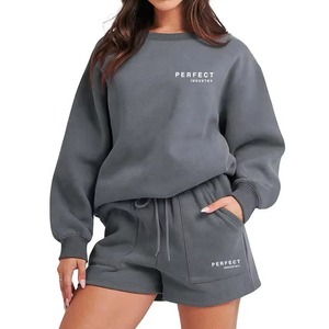 Streetwear Hoodies Mujer Otoño Drop Shoulder 2 piezas Set joggers pantalones sudadera con pantalones de chándal Sudaderas con capucha en blanco de gran tamaño - Product Image 5