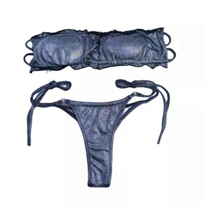 Wholesale Custom Animal Print <b>Bikini</b> <b>Set</b> for Women Solid Color Sexy <b>Triangle</b> Casual Swimwear Beachwear Quick Dry Spandex/Nylon - Product Image 3