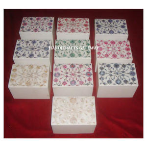 Boîtes à bijoux en nacre incrustée de marbre blanc de couleur différente pour le fournisseur de cadeaux de festival au prix le moins cher - Product Image 1