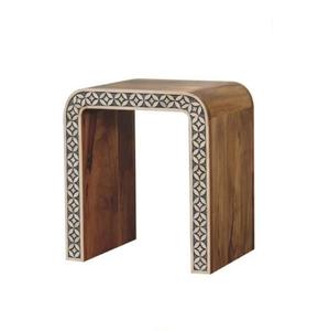 Moroccan Style Bedroom <b>Bedside</b> Drawer <b>table</b> Handmade Bone & Resin Inlay Nightstand <b>Blue</b> Mermaid Pattern Boho <b>Table</b> At Best Price - Product Image 2