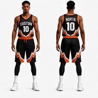 Seragam Basket Ukuran Besar Custom Sublimasi Grosir Anti-Bakteri Penyerap Keringat Bahan Polyester Jersey dan Celana Pendek Full Color