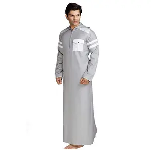 穆斯林Jubba男士阿拉伯Thobe穆斯林服装阿拉伯男子伊斯兰thobees迪拜男子卡夫坦口袋衬衫伊斯兰服装