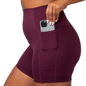 Pantalones cortos de Yoga de alta calidad transpirables personalizados de secado rápido para mujer, pantalones cortos de Yoga de entrenamiento con control de barriga de cintura alta para mujer - Product Image 2