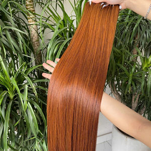 Extensiones de cabello crudo de trama recta de hueso de alta calidad 100%, trama de doble estiramiento, color de cabello vietnamita, listo para enviar, color Naranja - Product Image 1