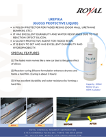 Revêtement plastique brillant spécial Royal Urepika, hydrophobe, écologique, anti-rayures, protection de peinture automobile liquide 200ml Japon