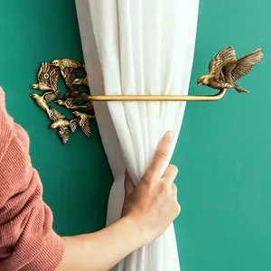 New Premium Antique Brass Wall Curtain Decor Hook Bird Decorative Wall Holdback Hook for curtain