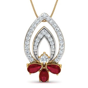 Boho Floral Garnet Brass Zircon Ring 18k gold Plated Teardrop Zircon Multi Gemstone Wholesale Pendant For Women - Product Image 1