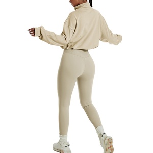 Fitness sports stand-up collar pullover hoodie women's outdoor leisure running loose draw <b>rope</b> hoodie sweatshirt - Product Image 1