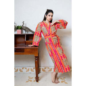 Robes Kimono en Coton Faits Main Respirantes Longueur Genou pour Femme – Élégance au Quotidien – Service OEM Disponible - Product Image 1