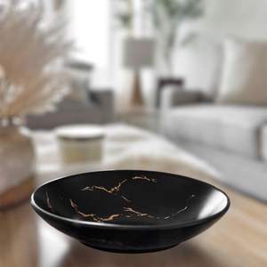 Elegante cuenco decorativo de mármol negro para la mesa del hogar, decoración navideña, centro de mesa, pieza de diseño moderno de alta calidad con estilo de lujo - Product Image 2