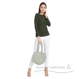 Borsa con tracolla in macramè verde mare fatta a mano con tracolla Eco-Boho all'ingrosso finlandia germania Sweden Iceland - Product Image 3