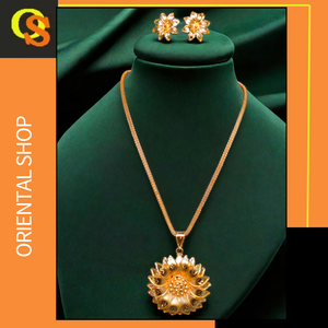 Conjunto de pendientes de collar de precios asequibles con conjunto de pendientes de collar de estilo moderno chapado en oro de 22 quilates a la venta por exportadores - Product Image 2