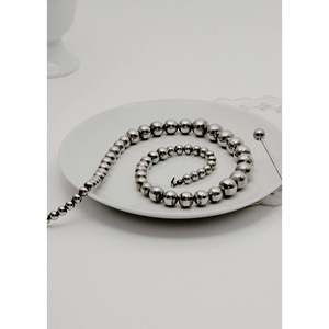 Collier vintage en argent perlé avec placage or, style bohème mignon, chaîne religieuse chrétienne en forme de boule, idéal pour un cadeau - Product Image 1