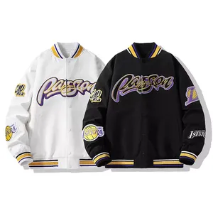 Casual Men Streetwear Cool Varisty Chaquetas de los hombres de cuero Versity University Bomber College Jacket para hombres - Product Image 1