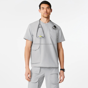Scrubs Uniforme Offre Spéciale Logo Personnalisé à Manches Courtes Hôpital Médical Ensembles Scrubs Hommes Costume Vétérinaire Hommes Uniformes (PayPal Vérifié) - Product Image 1