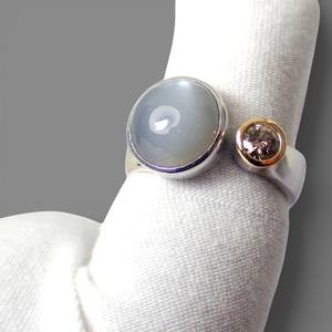 Anillo Abierto Cristiano de Plata de Ley 925 para Mujer, con Incrustaciones de Piedras Preciosas, Diseño Étnico de Concha y Fritillaria, Dos Piedras, Resistente al Agua - Product Image 3