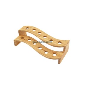 Porte-verre en bois fabriqué à la main pour bar à la maison Porte-verre à vin en bois personnalisable avec quatorze supports pour affichage de verre à vin - Product Image 1