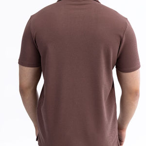 Customizable 100% Breathable Anti-Shrink Eco-Friendly Printed <b>Men's</b> Summer Casual <b>Brown</b> Thermal Jacquard Cotton Poplin Shirt - Product Image 4