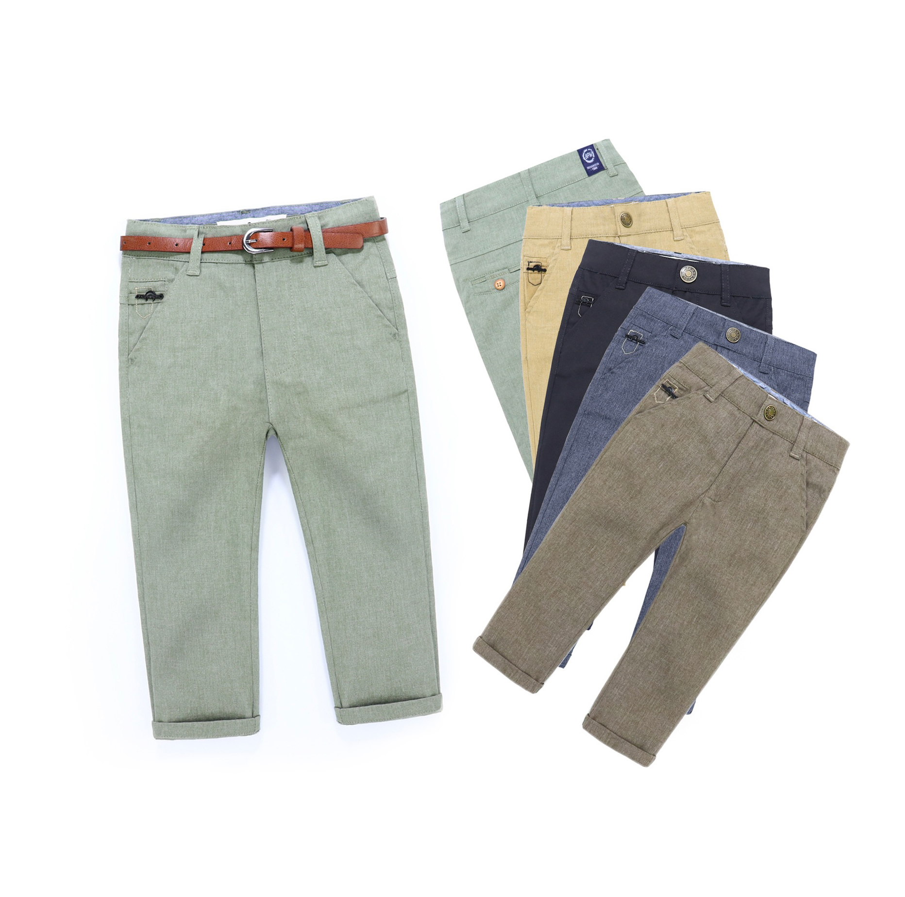 Enfants mode enfant en bas âge garçon pantalon décontracté Chino pantalon 3 ans droit coton enfants garçons pantalon avec ceinture