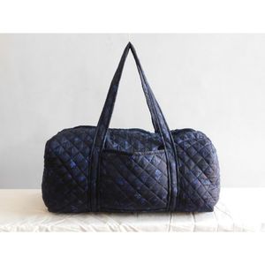Bleu Vintage imprimé fleuri fait à la main matelassé soie grand voyage sac à bandoulière fermeture à glissière Gym Yoga Sport sac de sport - Product Image 5