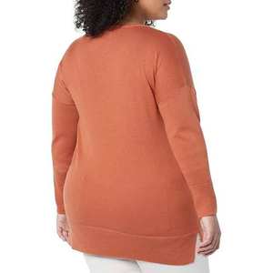 Suéter de Cuello en V para Mujer, Novedad de 2025, 100% Algodón, Tejido de Punto con Hombros Caídos, Color Sólido Transpirable, Diseño Casual en la Parte Delantera - Product Image 4