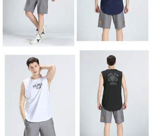 Conjunto holgado de verano en blanco y de poliéster suave para hombre, gran oferta al por mayor, conjunto liso de camisetas y pantalones cortos - Product Image 3