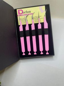 Pince à cils Diamond Grip Pince à cils enduite de couleur rose Logo privé L forme C Pince à épiler d'extension de cils à volume incurvé - Product Image 4