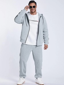 Nouveau design de survêtement en coton polaire avec fermeture éclair à capuche deux pièces pour hommes Gym Fitness Training Suit à vendre - Product Image 5