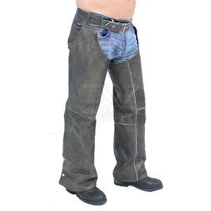 Chaps en cuir délavé respirant pour hommes, matériau durable, bon marché, nouvelle arrivée de chaps en cuir véritable pour hommes, vente en gros - Product Image 5