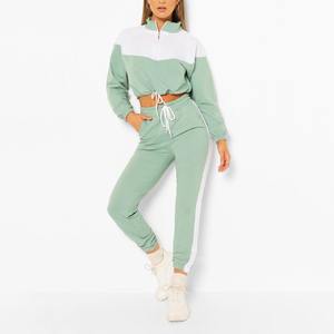 Chándal de invierno, conjunto de 2 piezas, conjunto de sudaderas con capucha para mujer, ropa de calle, Sudadera con capucha corta con manga completa y pantalones de chándal acampanados, conjunto de chándal para mujer - Product Image 5