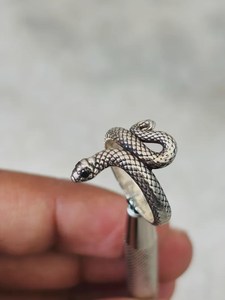 Anillo de serpiente de plata 925 de circón negro para hombres y mujeres, lote de anillos de animales de serpiente oxidados negros - Product Image 3