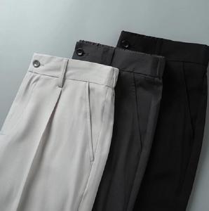 Pantalon décontracté d'affaires de luxe léger OEM pour homme, pantalon en lin extensible en polaire d'hiver, taille mi-haute, imperméable et respirant - Product Image 4