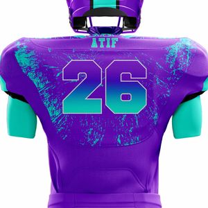 Uniforme de fútbol americano personalizado para hombre púrpura Aqua Varsity equipo Jersey y pantalones conjunto aparejos sarga duradera ropa deportiva de entrenamiento - Product Image 3