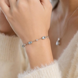 Cobalt Blue Topaz Oval Cut Tennis Bracelet <b>Lobster</b> <b>Claw</b> Adjustable Chain 925 Sterling Silver December Birthstone Composure - Product Image 3