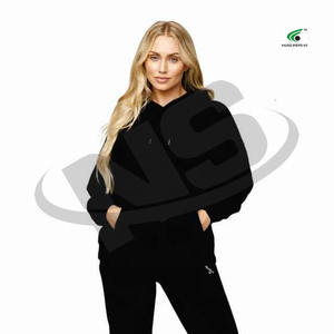 High Quality Women Tracksuit Cotton Fleece Winter Wear Custom Logo Plain <b>Hooded</b> Sweat Suit Set Wholesale Price - Product Image 2
