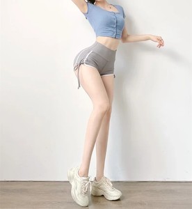 Los mejores pantalones cortos deportivos transpirables elásticos de cintura alta para Yoga para mujer, pantalones cortos para correr para mujer, pantalones cortos transpirables elásticos - Product Image 6