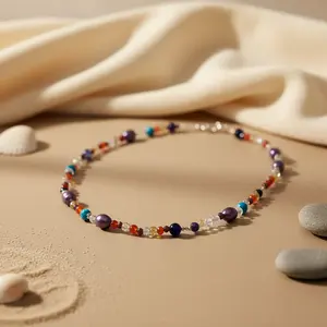 Collar de Cuentas Multicolores Vintage con Piedras Preciosas, Joyería Religiosa Colorida, Perlas, Turquesas, Granates, Jade para Mujer, Regalo para Mujer - Product Image 2